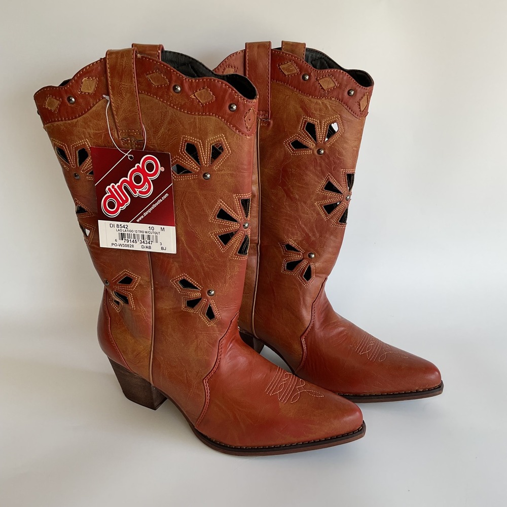 Dingo Women's Tan Western Cutout Leather Boots
